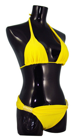 Yellow, Ruched Bottom, Bandeau Top, Ruched Bottom, Brazilian-Cut, Brazilian Bikini, Brasilian Biquini, Bikini, Biquini, Swimwear, Ruched